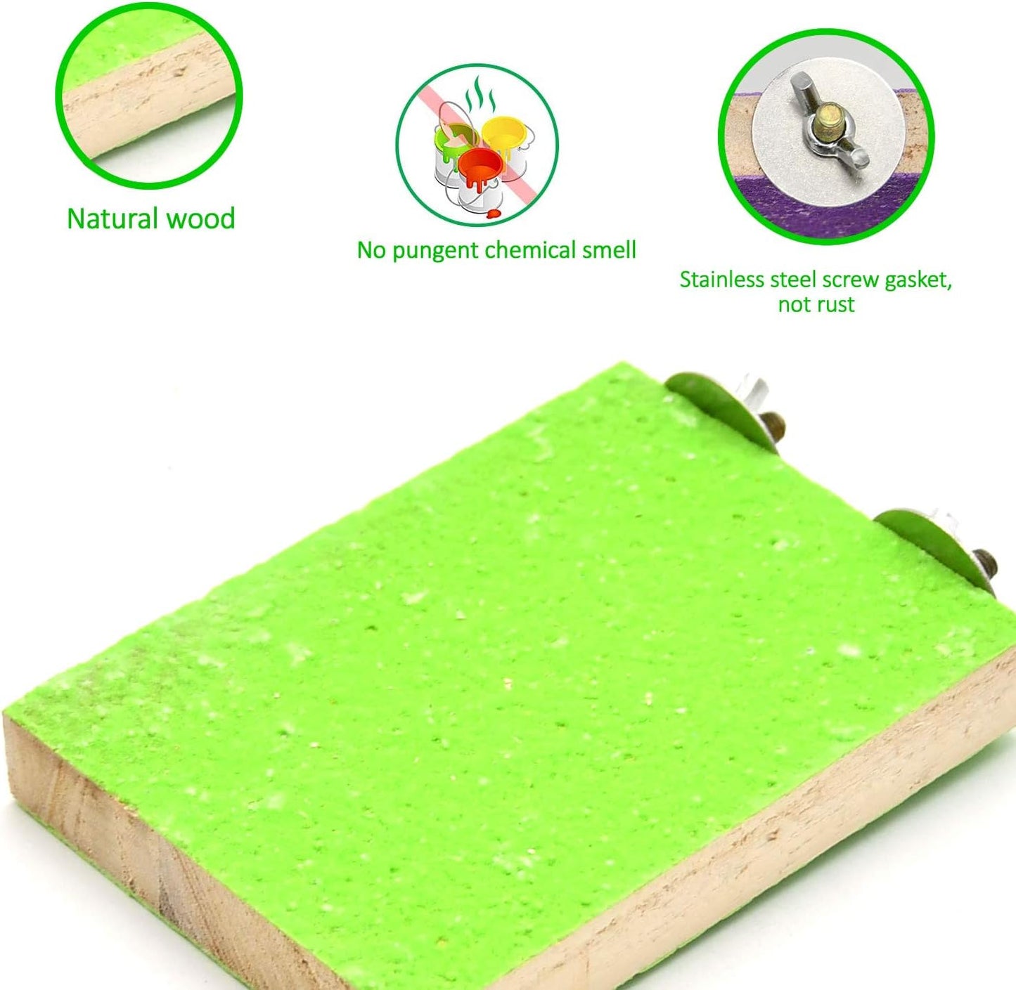 Colorful Bird Perch Stand Platform Natural Wood Playground Paw Grinding Clean for Pet Parrot Budgies Parakeet Cockatiels Conure Lovebirds Rat Mouse Cage Accessories Exercise Toys (Green & Purple)