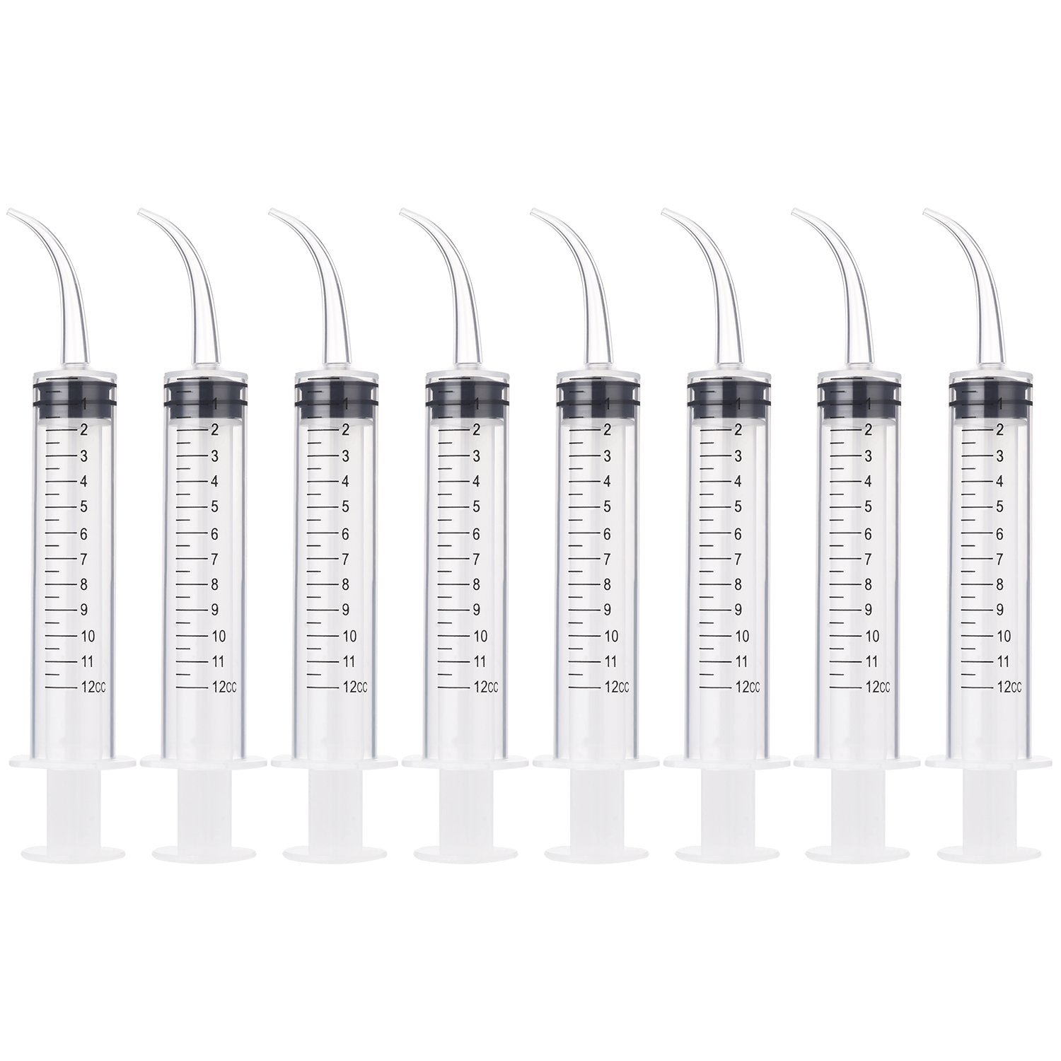 8 Pcs Syringe 12Cc Dental Irrigation Syringe with Curved Tip for Wisdom Teeth Measurement Disposable Water Oral Mouth Liquid Tonsil Stone Squirt Mouthwash Cleaner Syringes